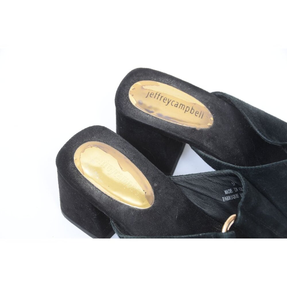 Jeffrey Campbell Women's Size 9 Black Gold Ring Chunky Heels Slide Sandal Gothic - Picture 6 of 7